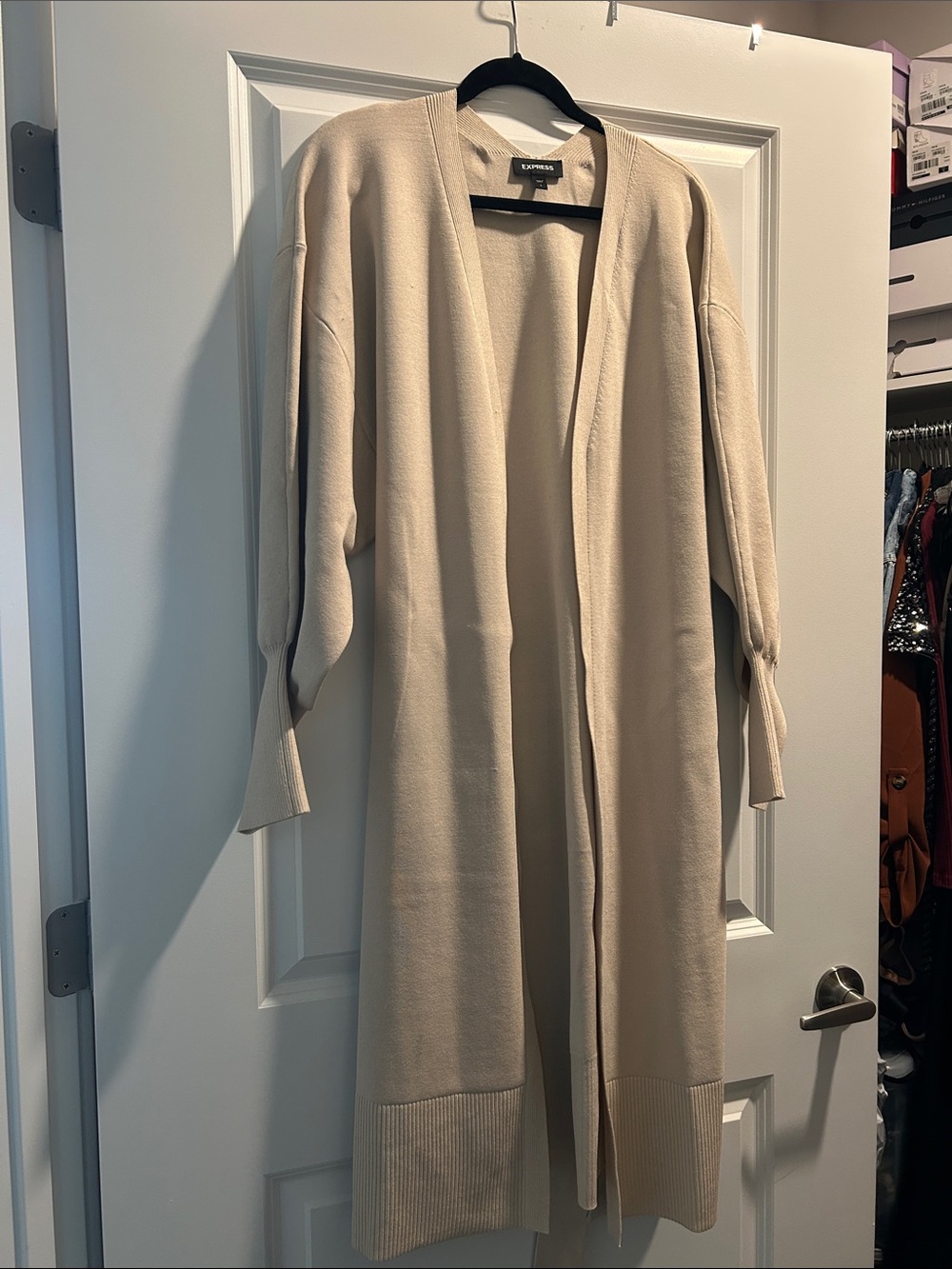 Express Cream Longline Open Front Cardigan